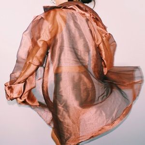 Bronze Sheer Mesh Trenchcoat
